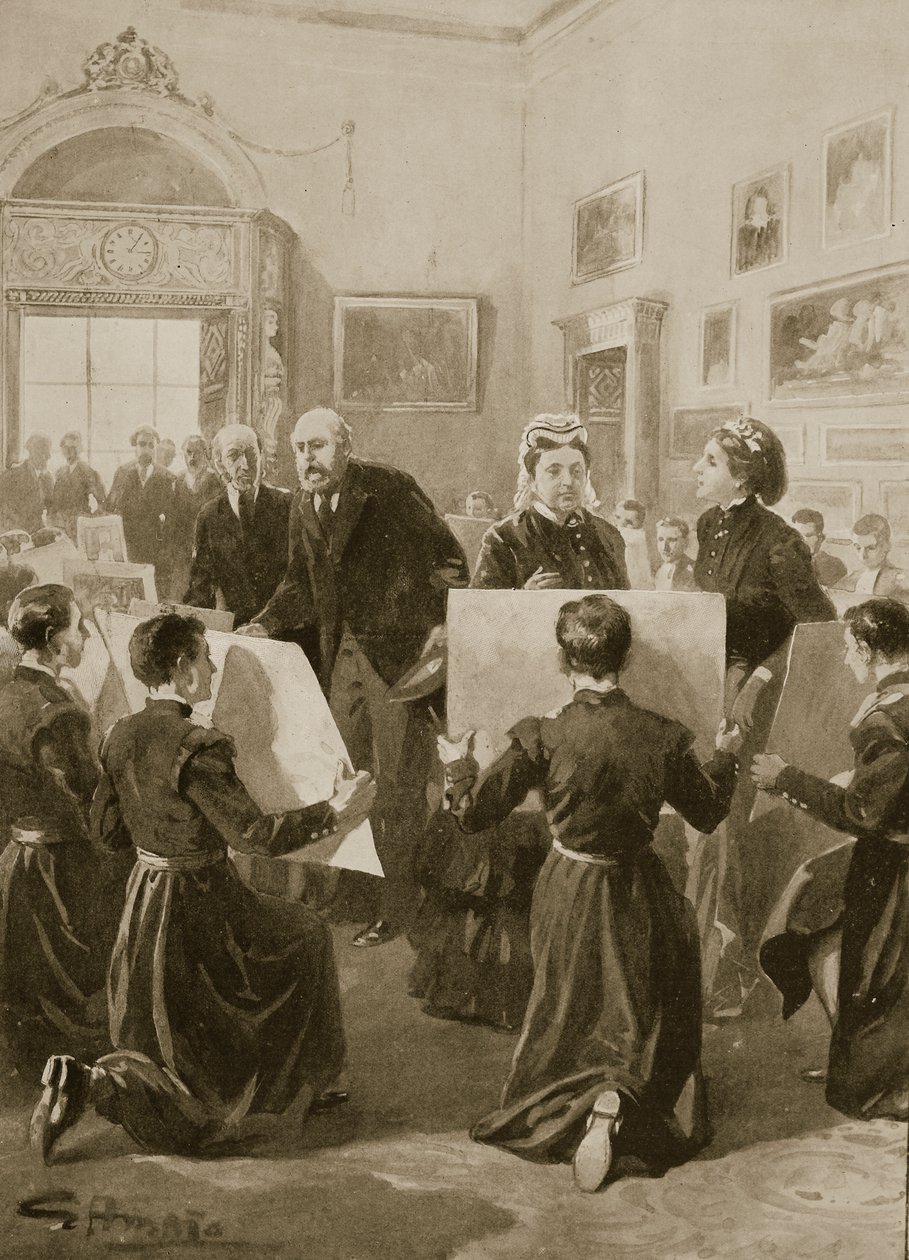 Bluecoat Boys esittelee piirustuksiaan kuningatar Victorialle Buckinghamin palatsissa 3. huhtikuuta 1873, 