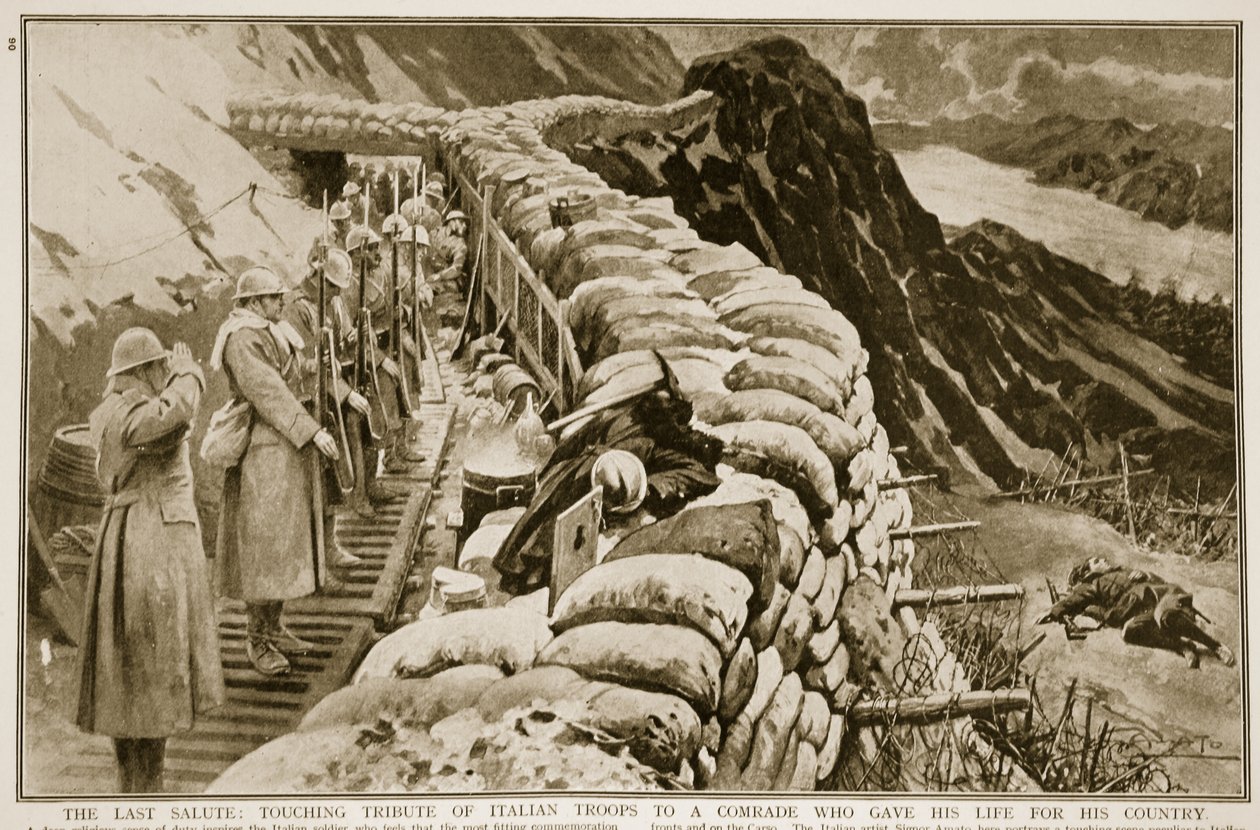 Viimeinen tervehdys: Italian joukkojen koskettava kunnianosoitus toverille, joka antoi henkensä maansa puolesta, 1914-1919 tekijältä G.S. Amato