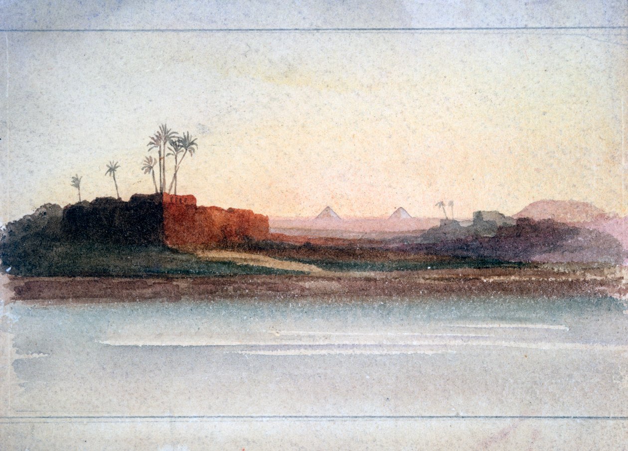 "Niilin pyramidit, Kairo", Egypti, 1800-luku tekijältä GS Cautley