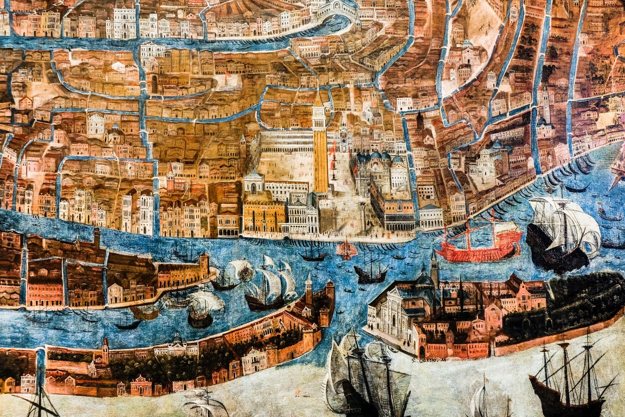 Venetsian kaupunki lintuperspektiivistä katsottuna tekijältä G. Barzenti