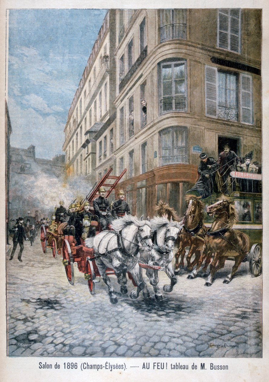 Paloauto matkalla tulipaloon, Pariisi, 1896 tekijältä G. Busson