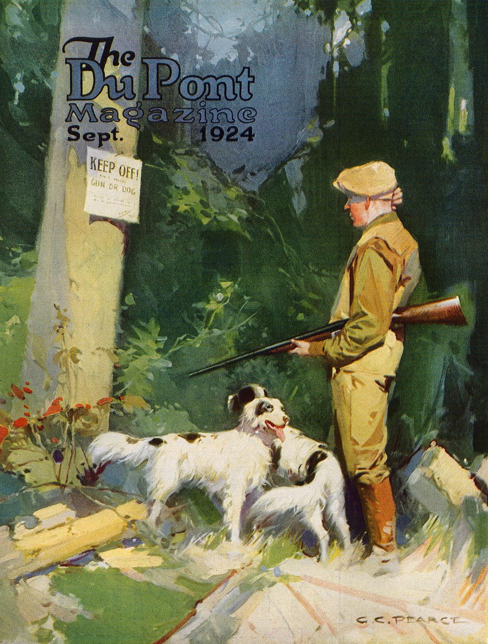 Metsästyslähetetty omaisuus, "DuPont Magazine" -lehden etukansi, syyskuu 1924 tekijältä G. C. Pearce