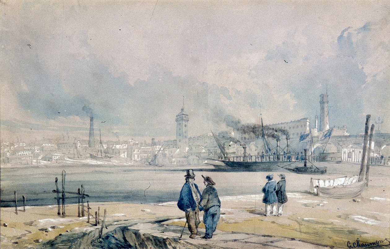 "The South Bank, with Waterloo Bridge", Lontoo, 1847 tekijältä G Chaumont