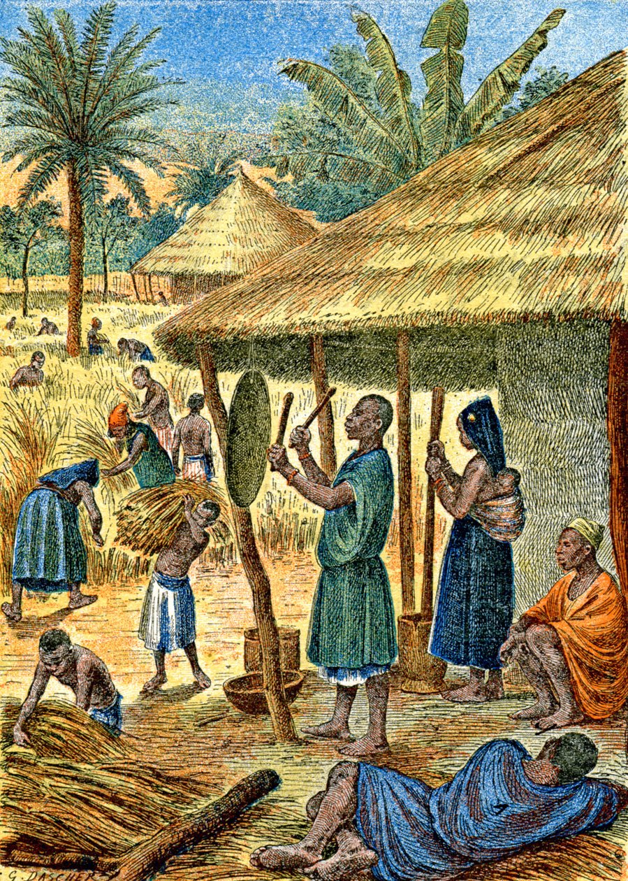 Kylä Sudanissa, n. 1900-1910 (kuva) tekijältä G. Dascher