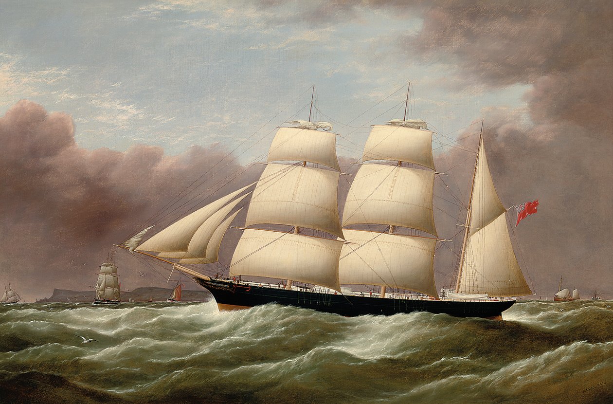 Barque Alfred Hawley Skerriesin edustalla matkalla Liverpooliin, 1860 tekijältä G. Dell