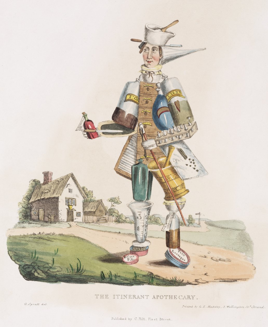 Kiertelevä apteekki, 1830 tekijältä G. Spratt