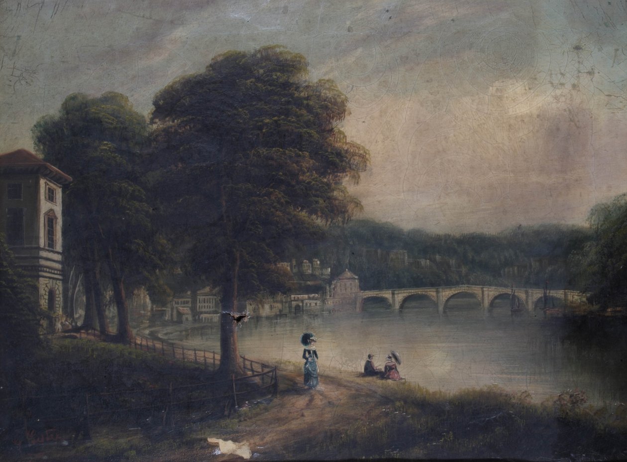 Asgill House by Cholmondeley Walk, Richmond, Surrey, katselee kohti Richmond Bridgeä tekijältä G. Suter