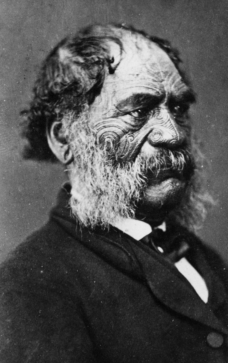 Hori Kingi Te Anaua, Ngati Ruaka -heimon johtaja, n. 1860 tekijältä G. W. Bishop