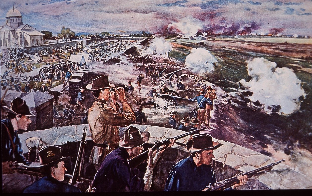 Espanjan ja Amerikan sota 1898, Yhdysvaltain tykistö toiminnassa Filippiineillä (akvarelli paperille) tekijältä G. W. Peters