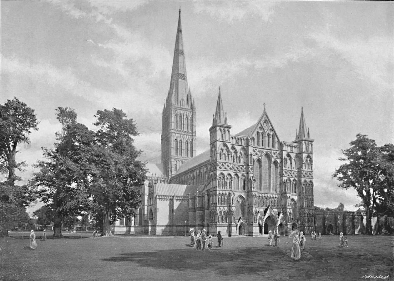 Salisburyn katedraali: West Front, c1896 tekijältä G. W. Wilson and Company