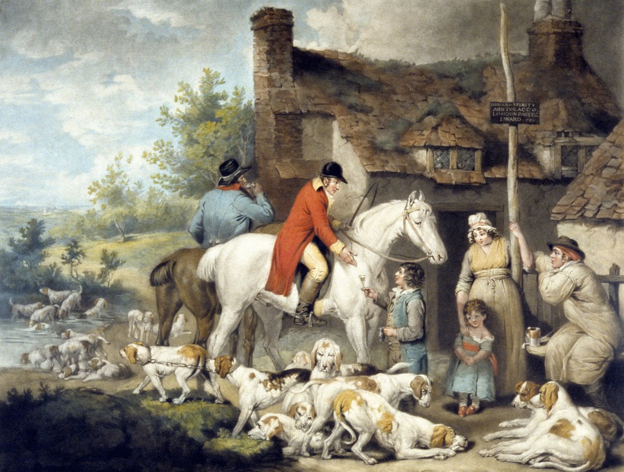 Outside a Country Alehouse, kaivertanut William Ward tekijältä G. and Ward J. Morland