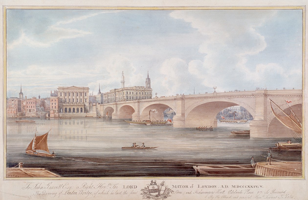 London Bridge uusi, Lontoo, c1835 tekijältä G Yates