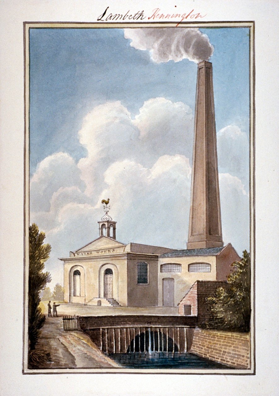 New London Waterworks, Vauxhall, Lambeth, Lontoo, 1825 tekijältä G Yates