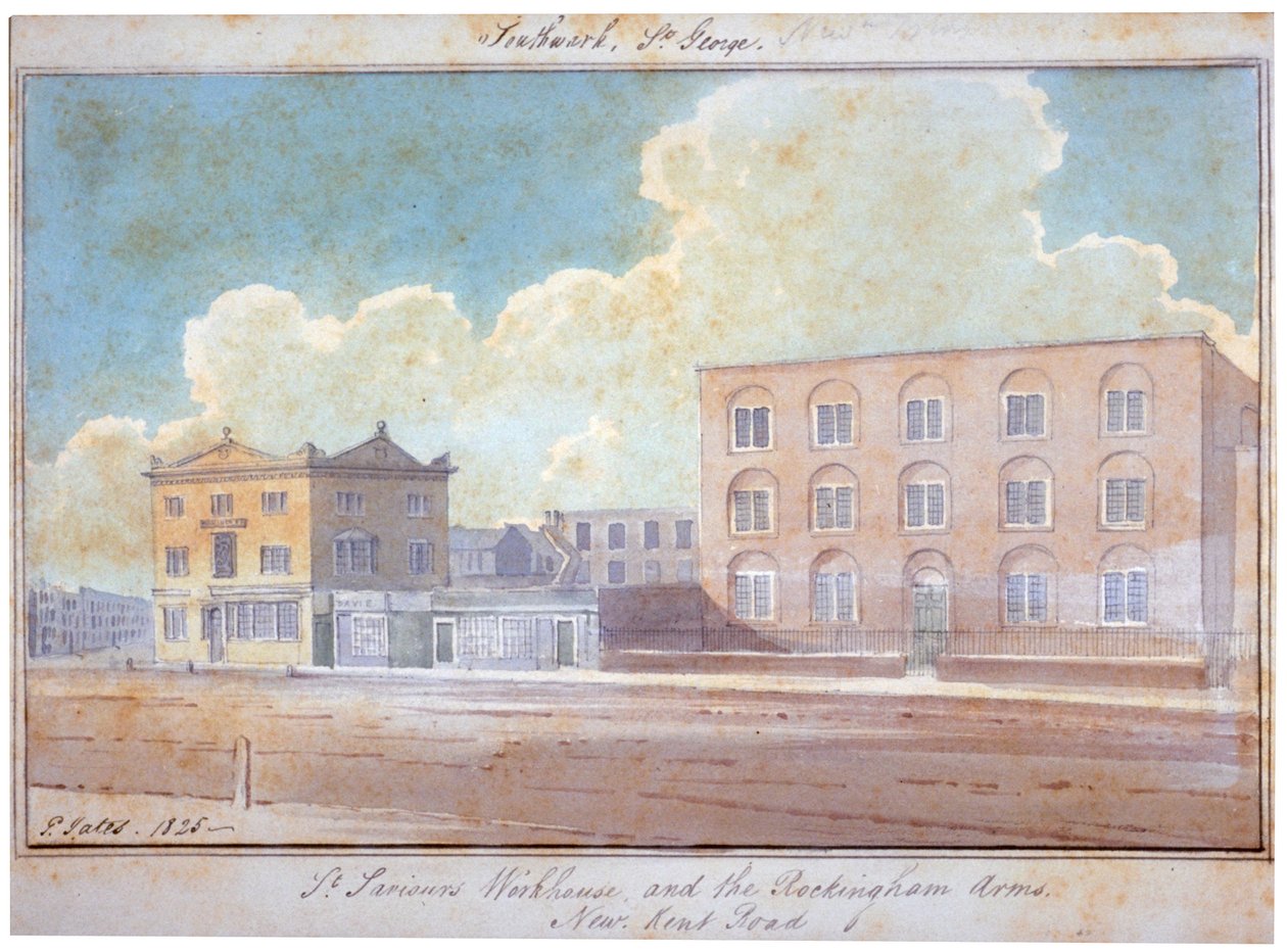 St Saviourin työtalo ja Rockingham Arms Inn, New Kent Road, Southwark, Lontoo, 1825 tekijältä G Yates