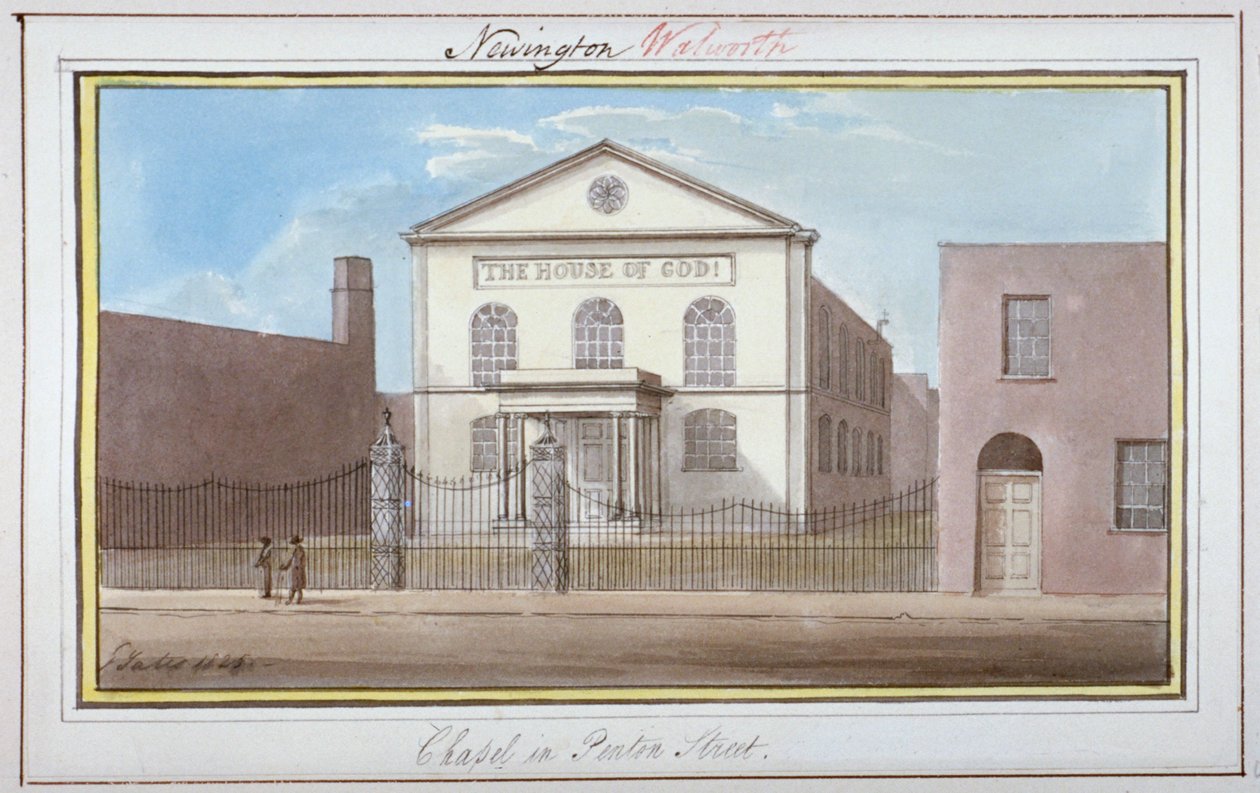 Näkymä kappelista Penton Streetillä, Southwarkissa, Lontoossa, 1825 tekijältä G Yates