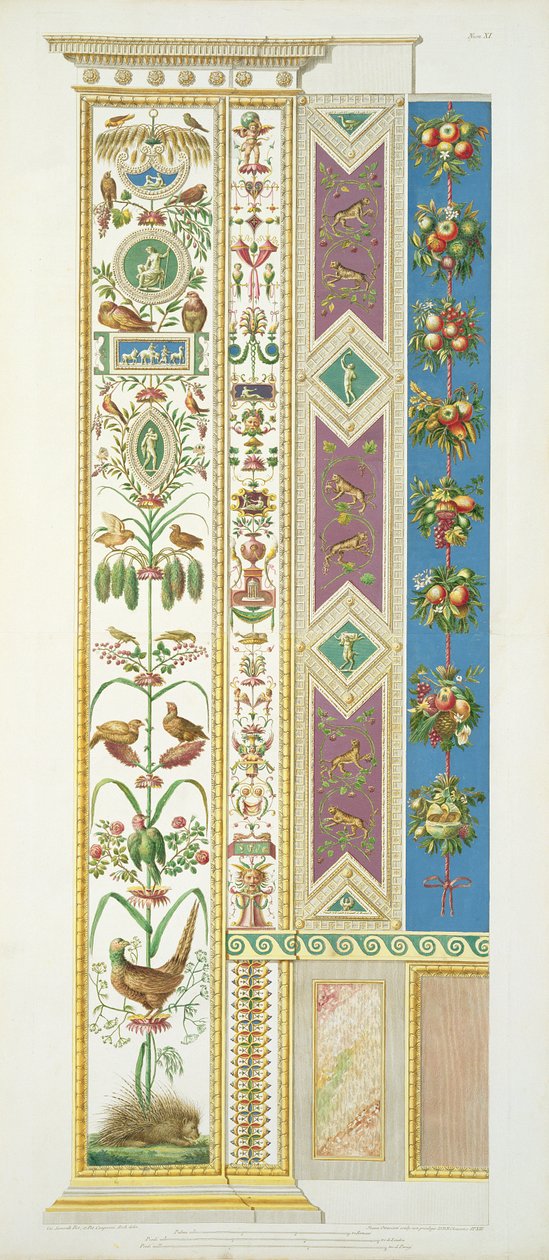 Paneeli Raphael Loggiasta Vatikaanista, "Delle Loggie di Rafaele nel Vaticano", kaiverrus Giovanni Ottaviani (n. 1735-1808), julkaistu n. 1772-77 (käsinvärinen kaiverrus) tekijältä G. and Camporesi, P. Savorelli