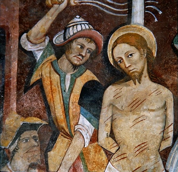 Kristuksen liputus, kärsimyksen syklistä, n. 1500 (fresko) tekijältä G. da Ranzo