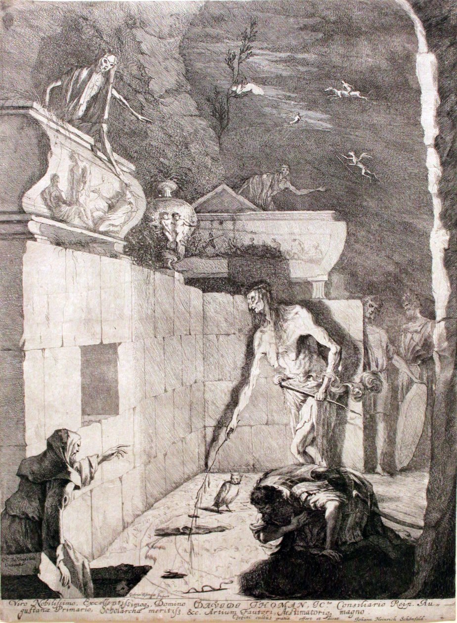 Saul spricht mit Samuels Geist bei der Hexe von Endor tekijältä Gabriel Ehinger