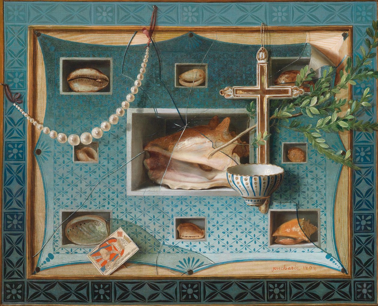 Trompe-L’oeil-Stillleben mit Kunstkammerobjekten tekijältä Gabriel Germain Joncherie