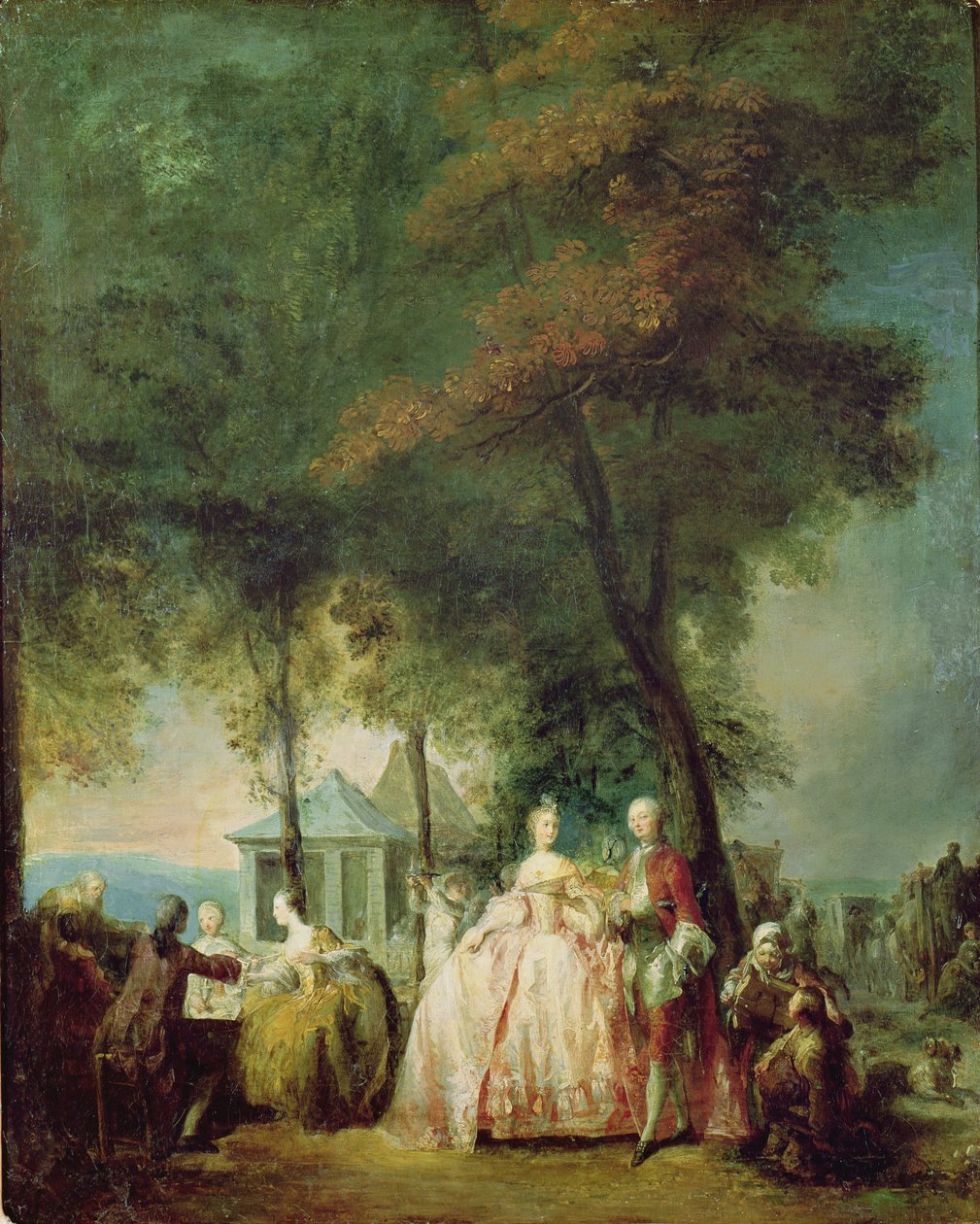 Promenade at Longchamp, noin 1760 tekijältä Gabriel de Saint Aubin