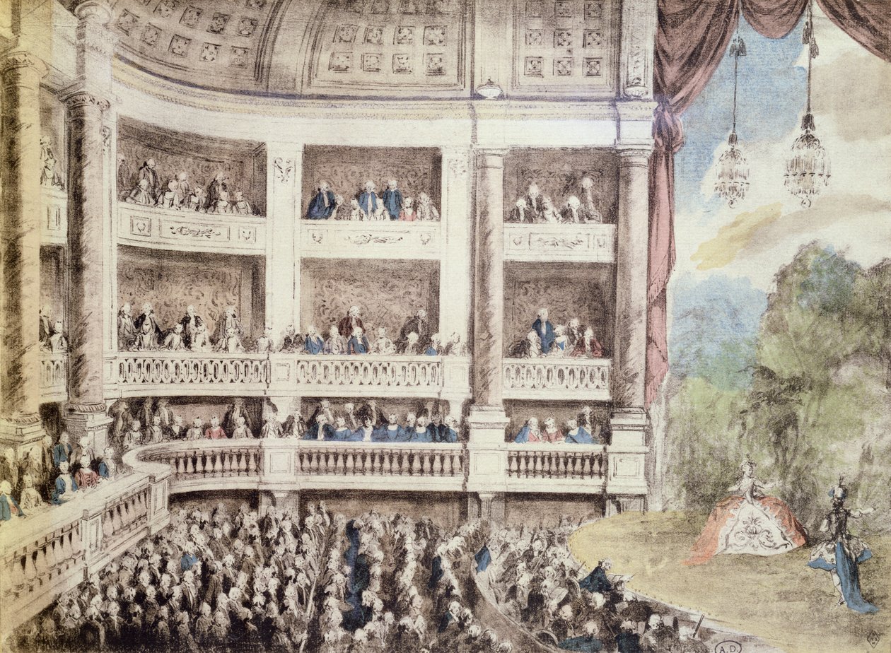 Kohtaus oopperassa, n. 1760 tekijältä Gabriel de Saint Aubin
