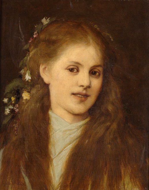 Madchen mit blumengeschmucktem Haar tekijältä Gabriel von Max