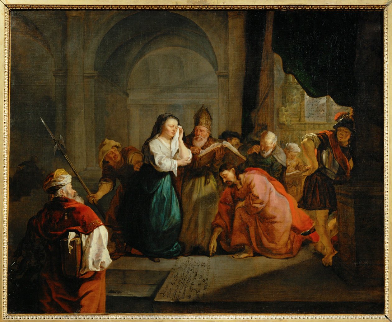 Le Christ et la femme adultere - Kristus ja avionrikkojatar ... tekijältä Gabriel (attr. to) Metsu