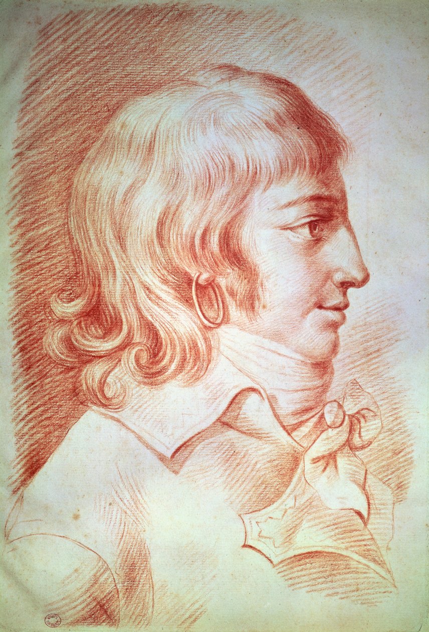 Louis-Antoine-Leon de Saint-Just (1767-94) (punainen liitu paperille) tekijältä Gabriel Christophe Guerin