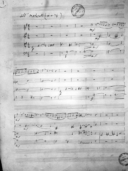 Nuotit jousikvartetille, Opus 121, 1924 tekijältä Gabriel Faure