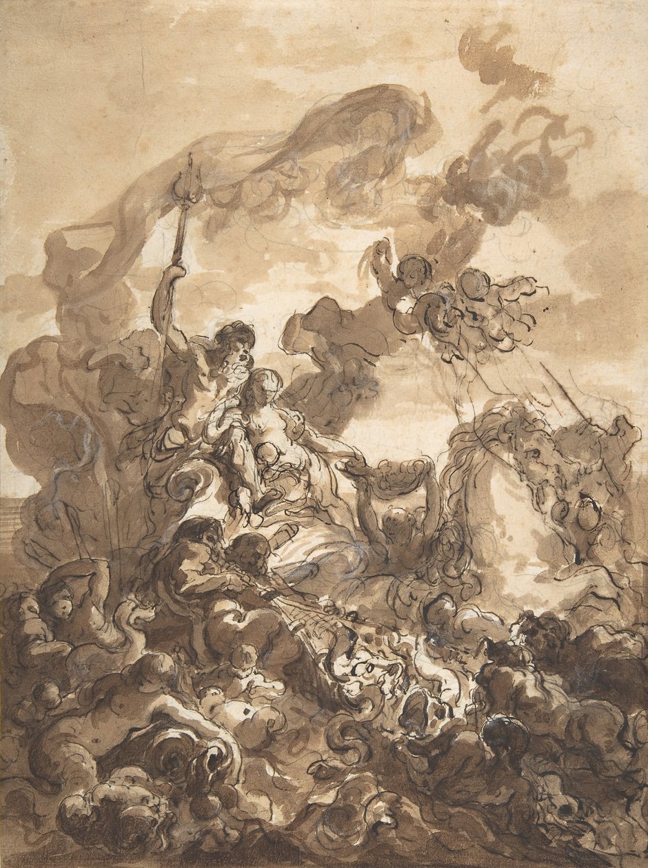 Kalastuksen allegoria: Neptunus ja amfitriitti, 1768. tekijältä Gabriel Francois Doyen