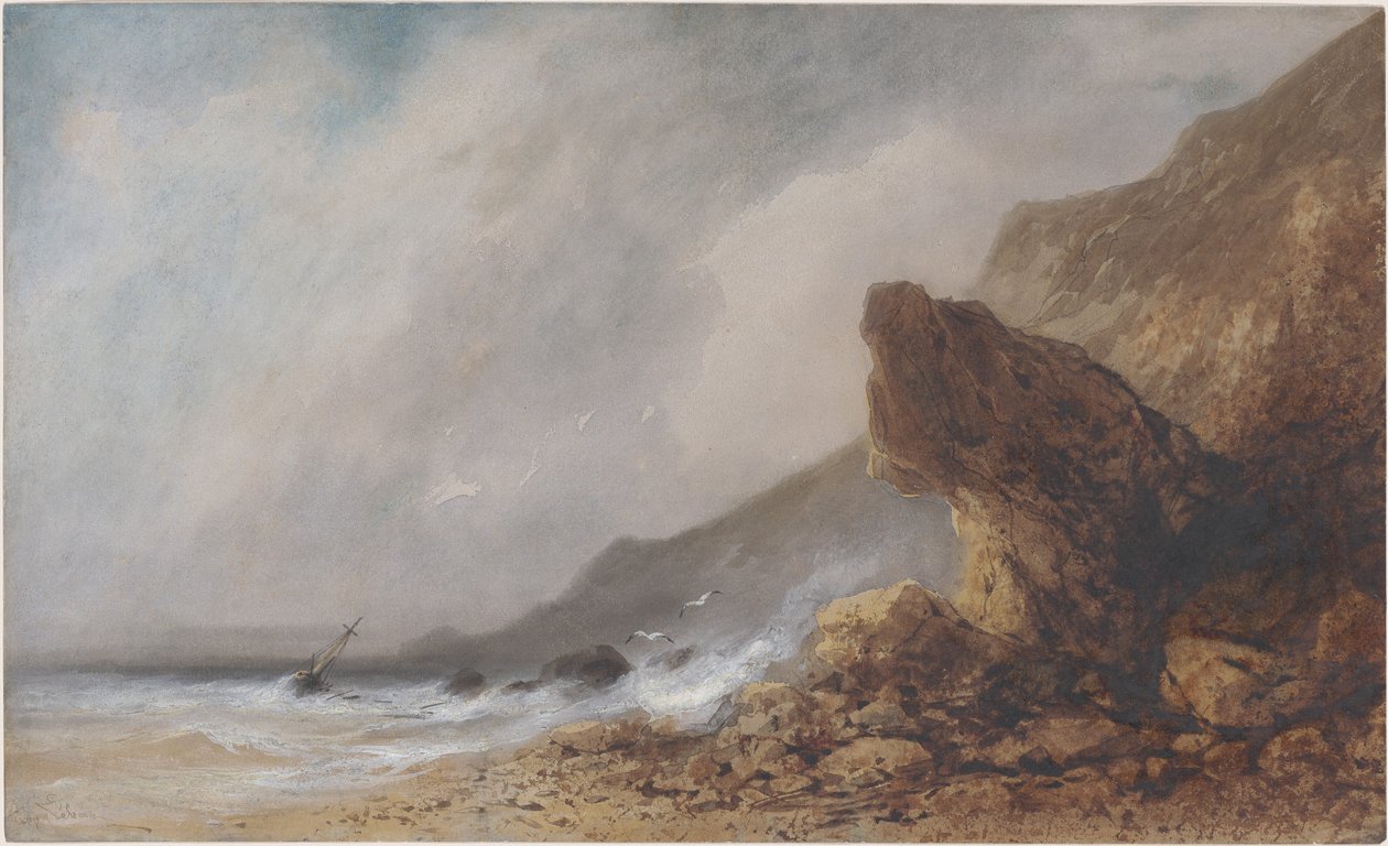 Rocky Seacoast myrskyssä tekijältä Gabriel Hippolyte Lebas
