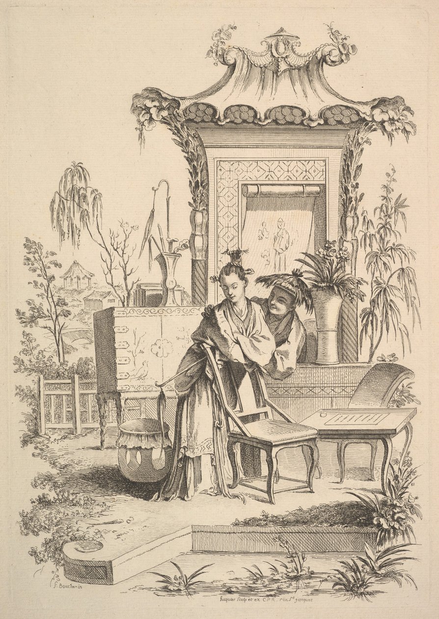 Kiinalainen mies ja nainen, n. 1742. tekijältä Gabriel Huquier