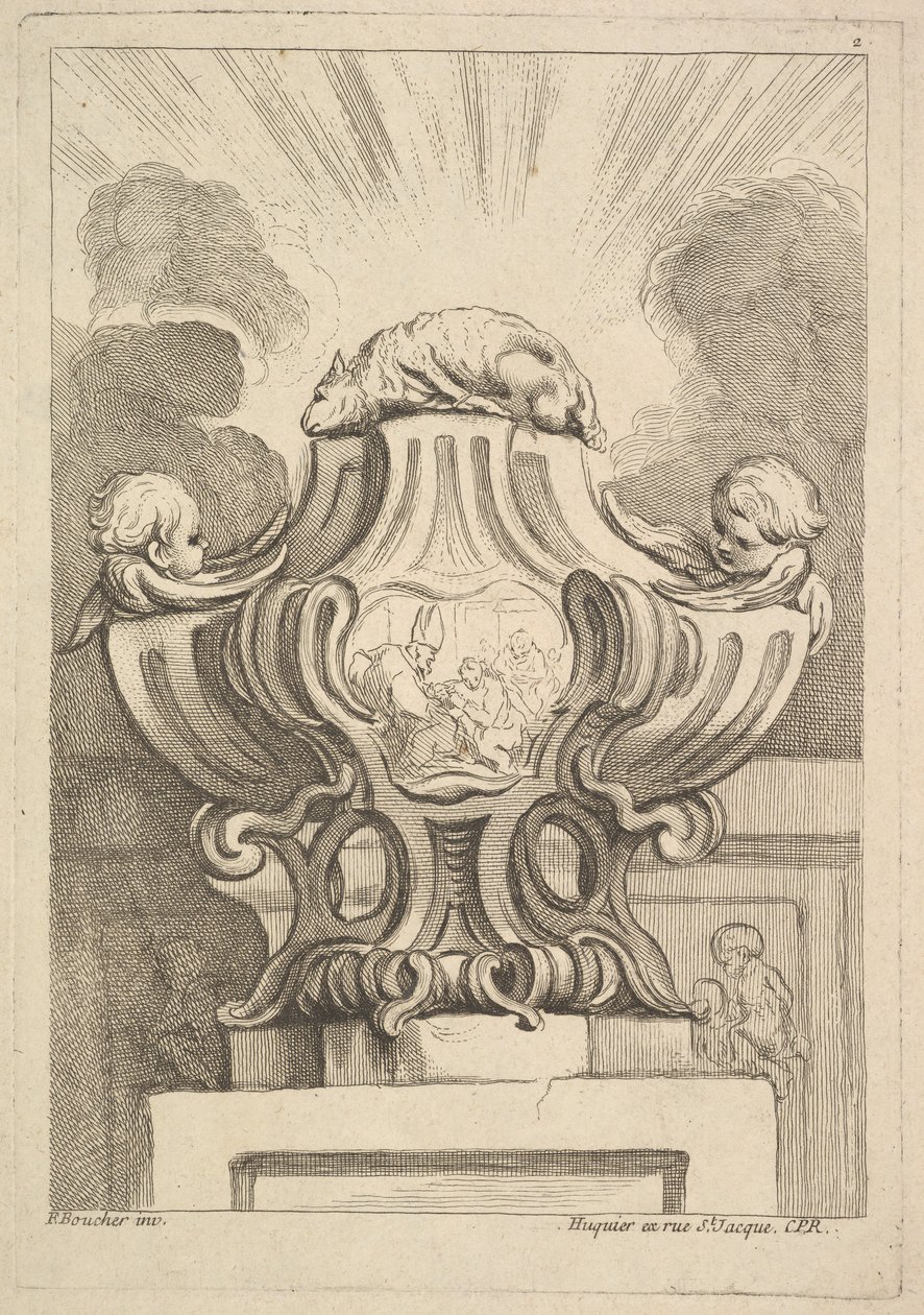 Suunnittelu uurnalle, 1725-72. tekijältä Gabriel Huquier