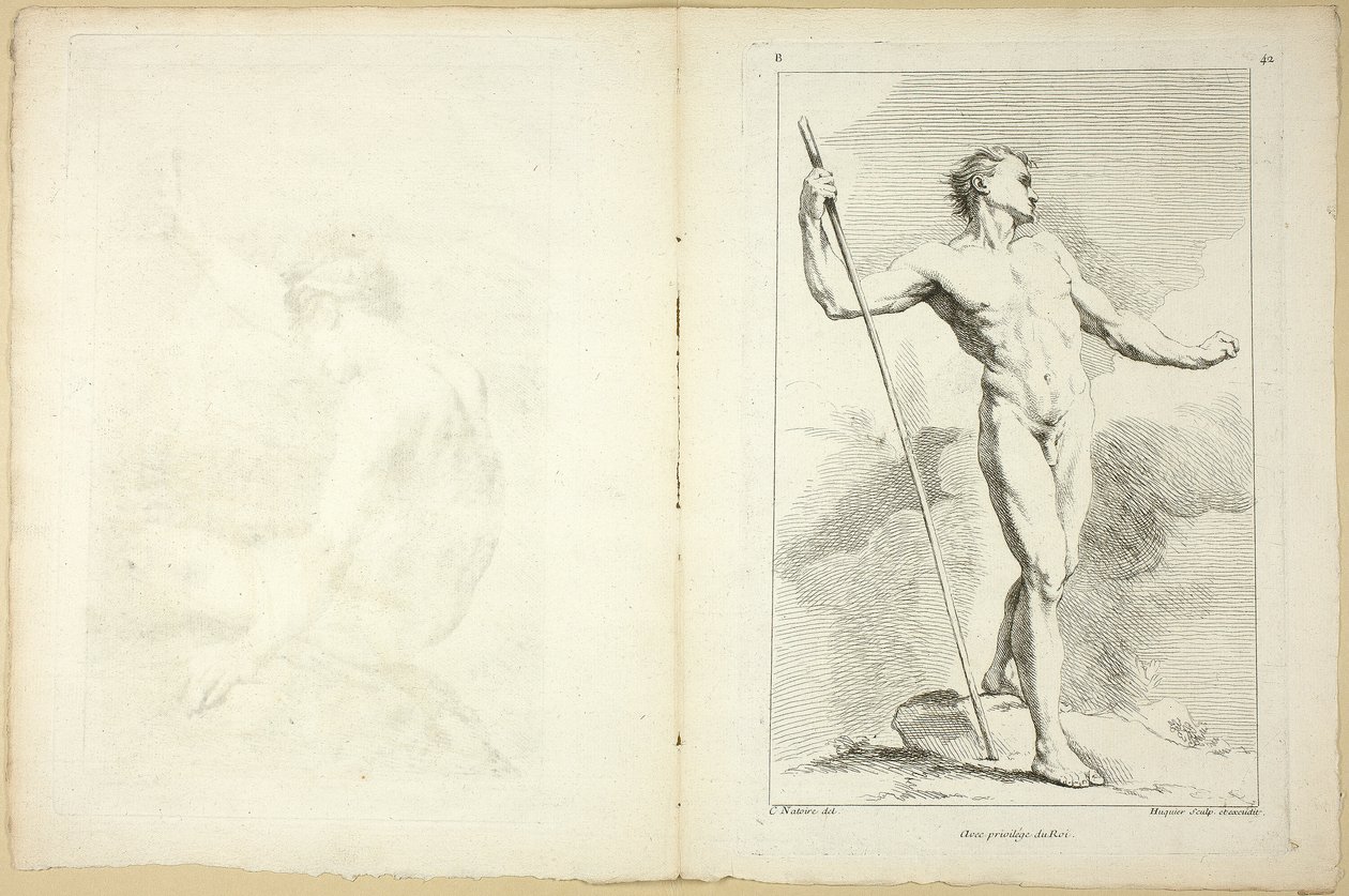 Figuuri (recto ja verso), toisesta akatemioiden hahmojen kirjasta, jonka osaksi kaivertavat Royal Academyn professorit tekijältä Gabriel Huquier