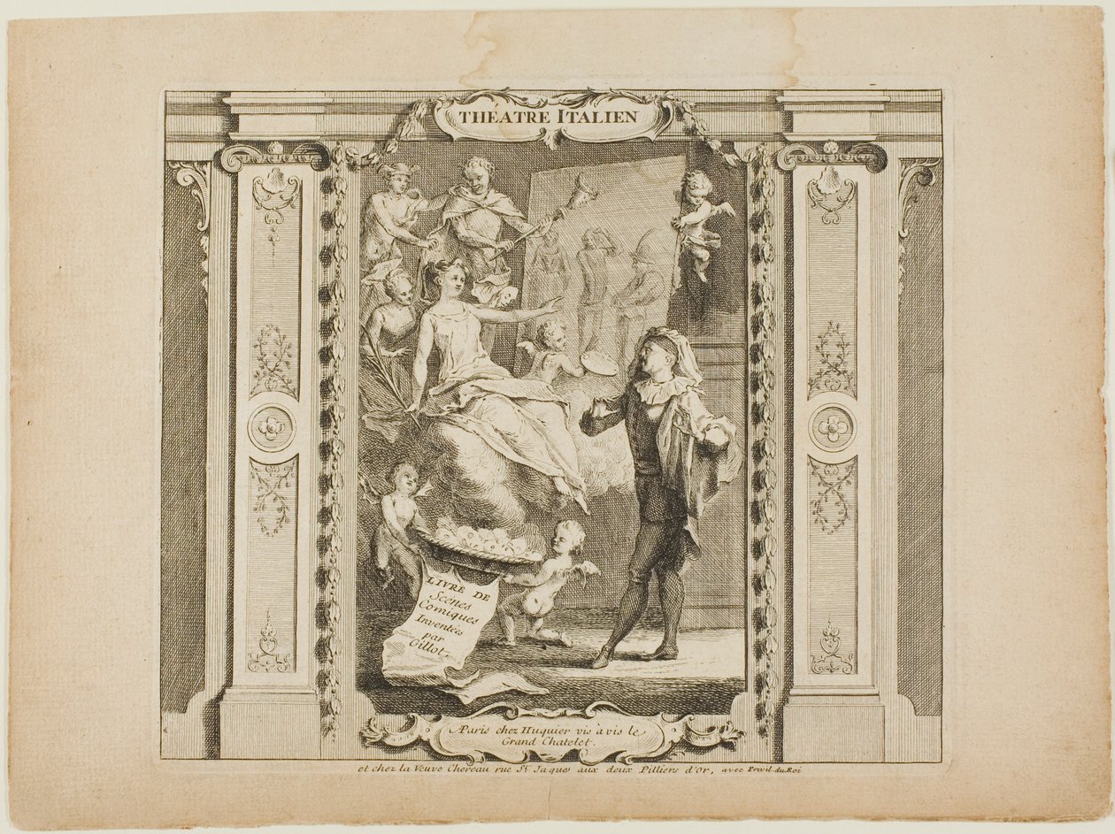 Italialainen teatteri, Livre de Scenes Comiquesin etuosa tekijältä Gabriel Huquier