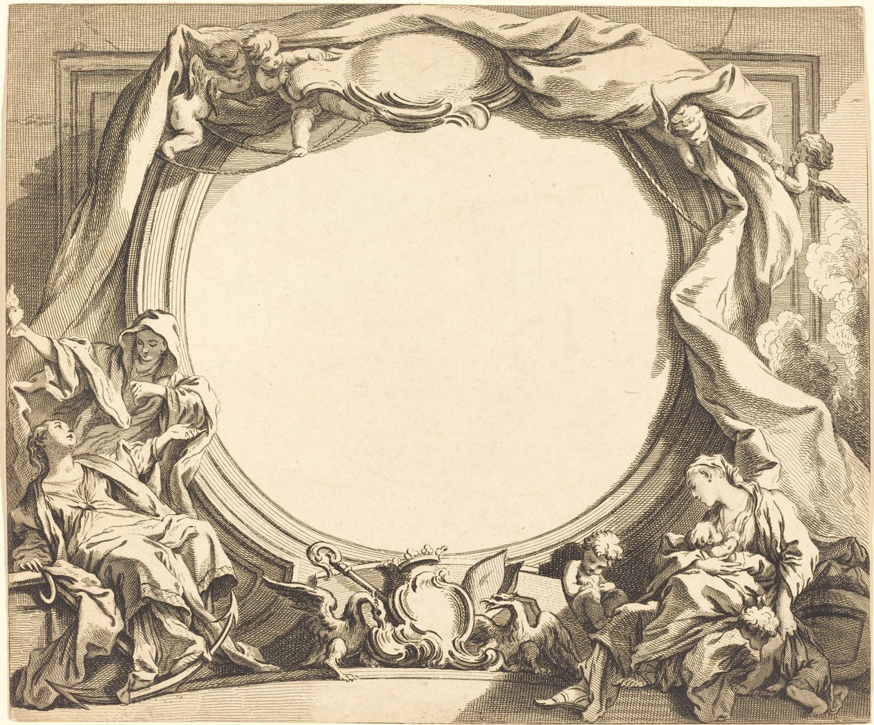 Usko ja Rakkaus tekijältä Gabriel Huquier after François Boucher