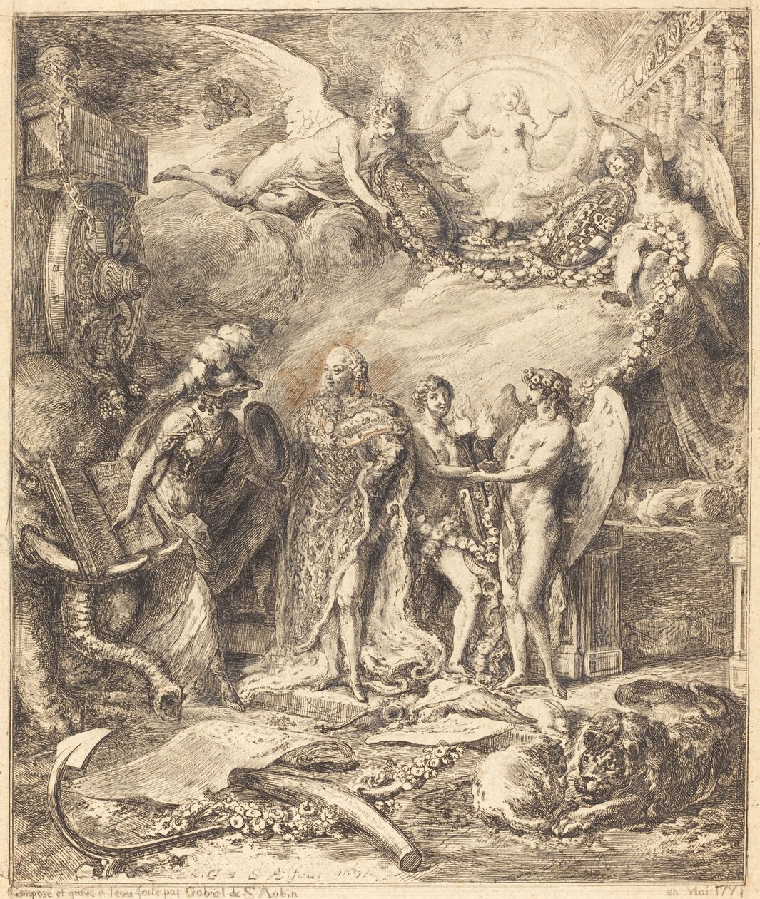 Allegoria Provencen kreivin avioliitosta tekijältä Gabriel Jacques de Saint Aubin