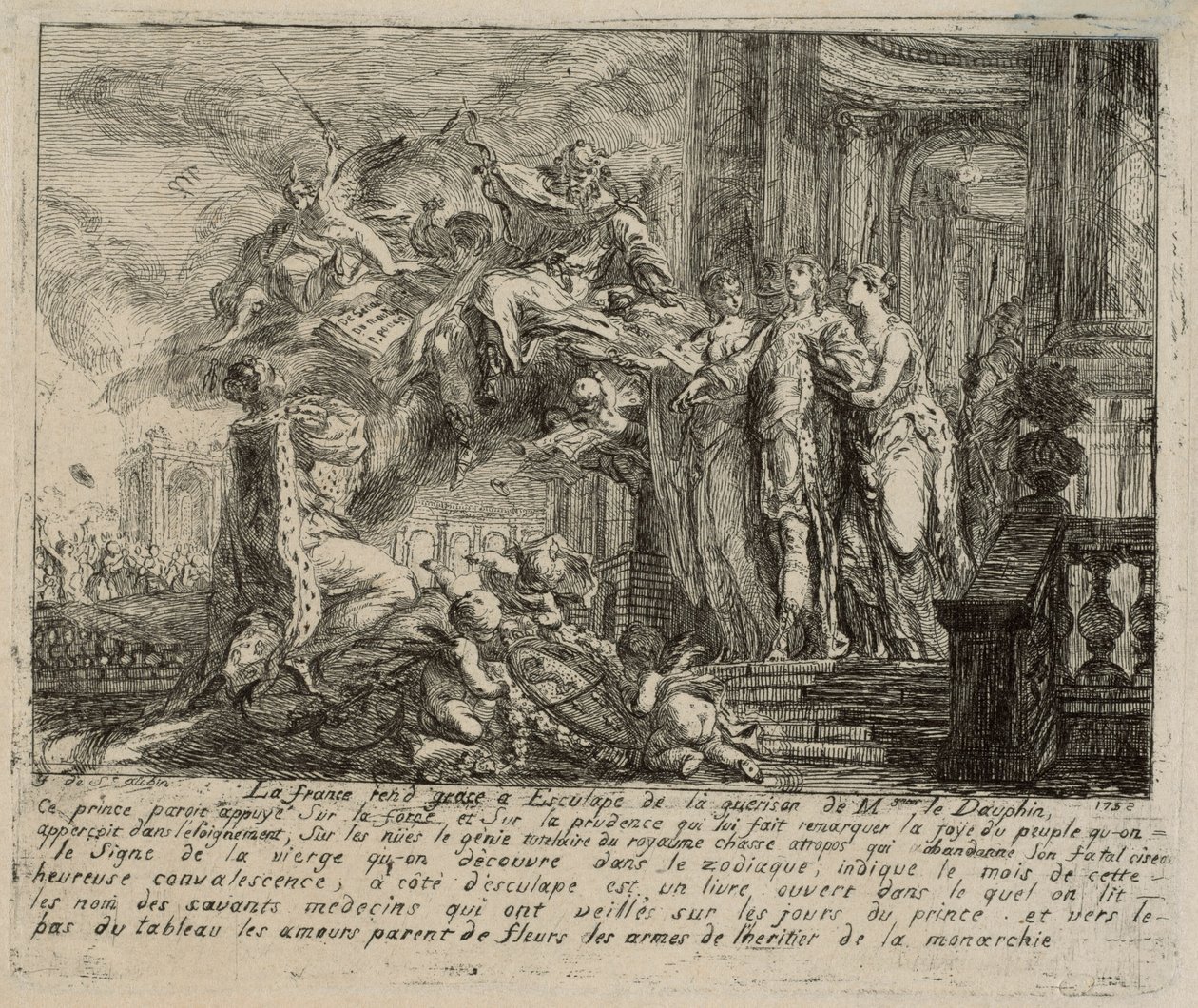 Allegoria Dauphinin toipumisesta tekijältä Gabriel Jacques de Saint Aubin