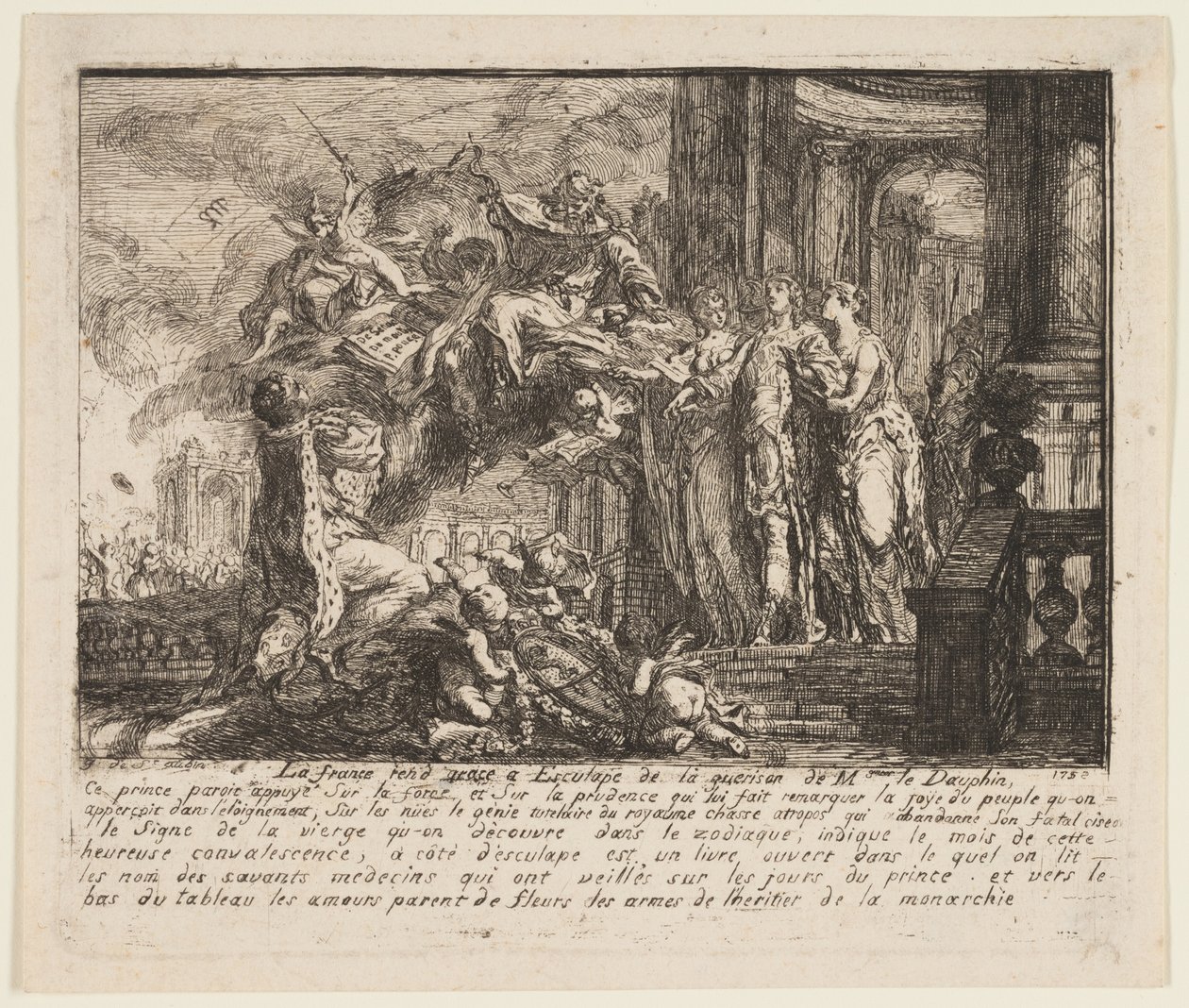 Allegoria Dauphinin toipumisesta tekijältä Gabriel Jacques de Saint Aubin