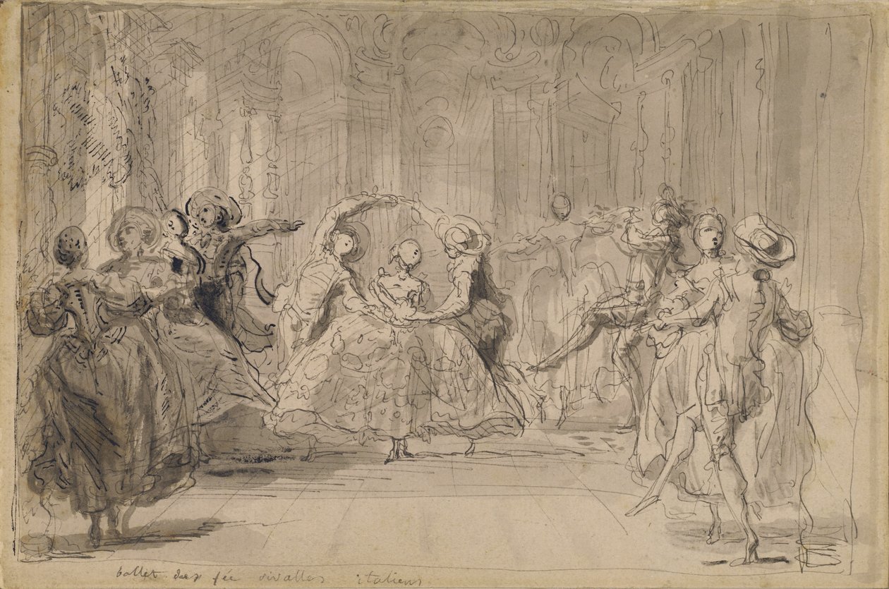 Baletti elokuvasta "The Rival Fairies" tekijältä Gabriel Jacques de Saint Aubin