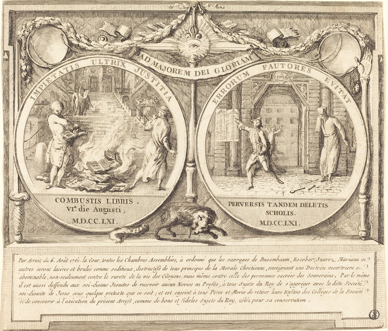 Jesuiittojen karkottaminen (Expulsion des Jesuites) tekijältä Gabriel Jacques de Saint Aubin