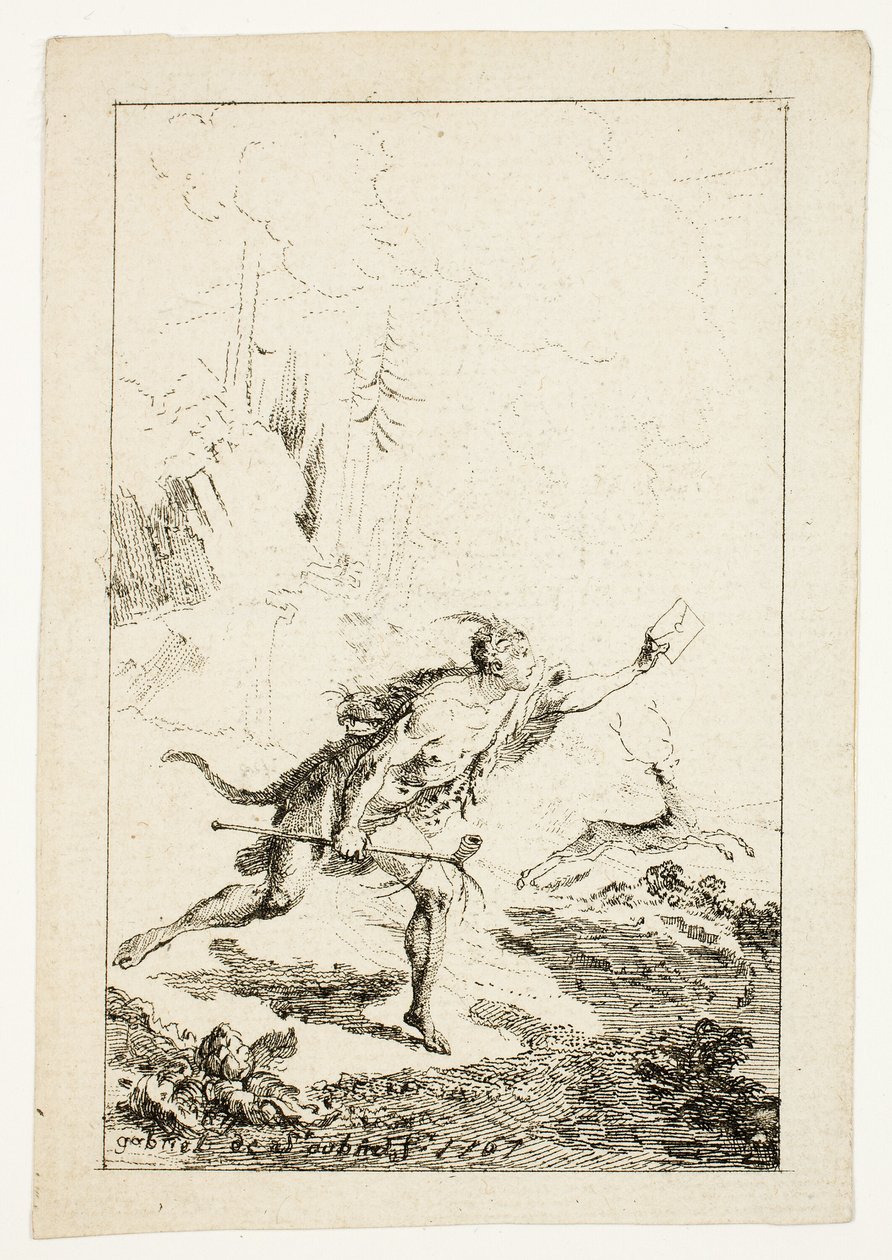 Missatger enviat a M. Saint-Denis, per M. Belle-Isle, presoner, placa tres de Les Nouveaux Voyages aux Indes Occidentalesfinnish tekijältä Gabriel Jacques de Saint Aubin