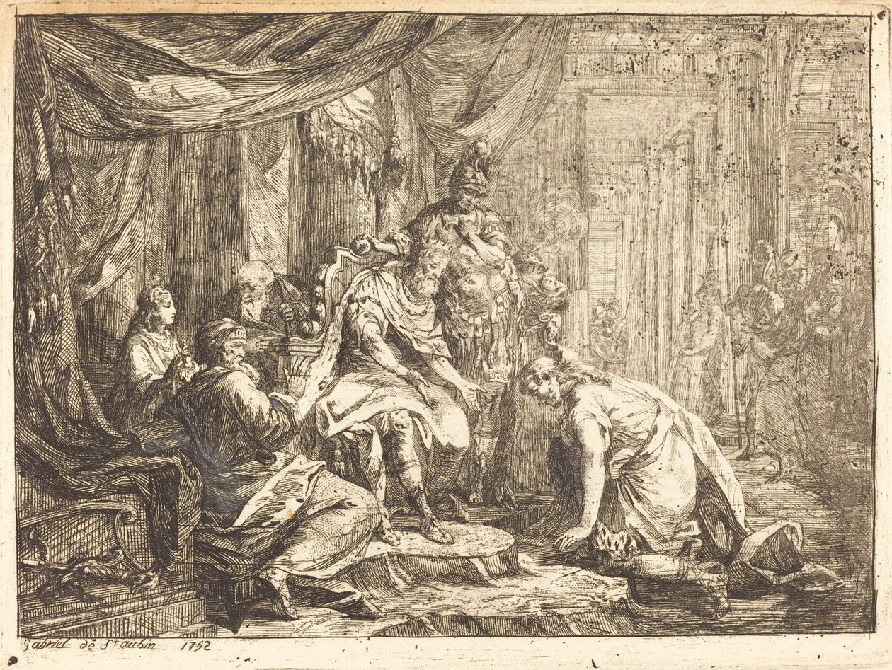 Absalomin ja Daavidin sovinto tekijältä Gabriel Jacques de Saint Aubin