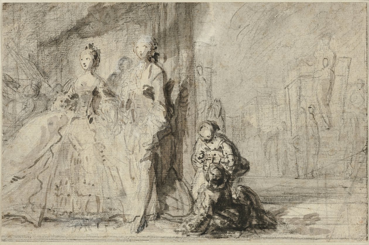 Promenade Boulevardilla tekijältä Gabriel Jacques de Saint Aubin