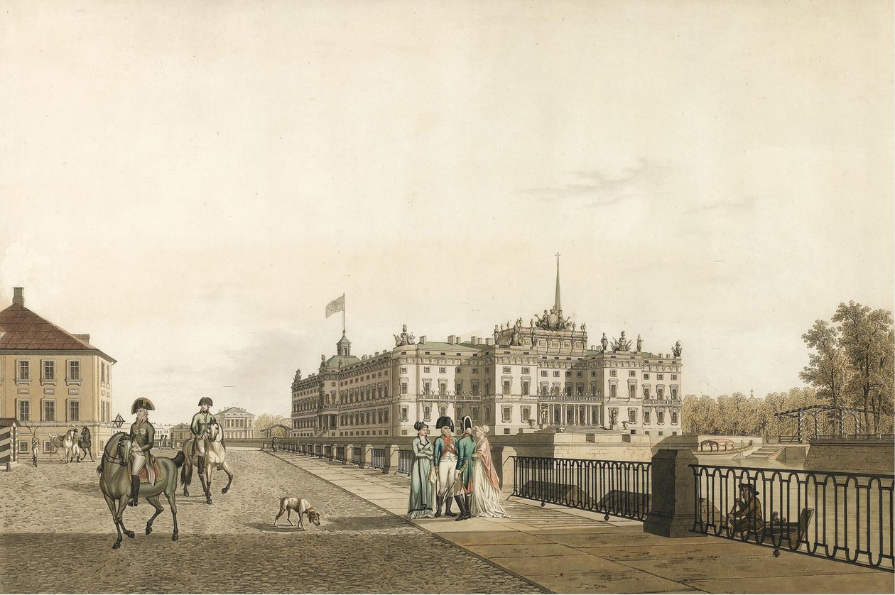 Näkymä Mihailovskin palatsille, 1804 tekijältä Gabriel Ludwig Lory the Elder