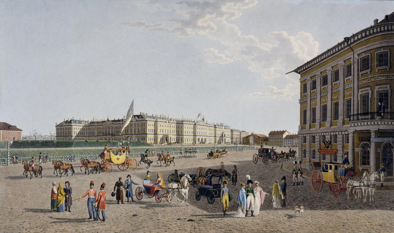 Näkymä Palatsiaukiolle Nevski Prospektilta, 1804 tekijältä Gabriel Ludwig Lory the Elder