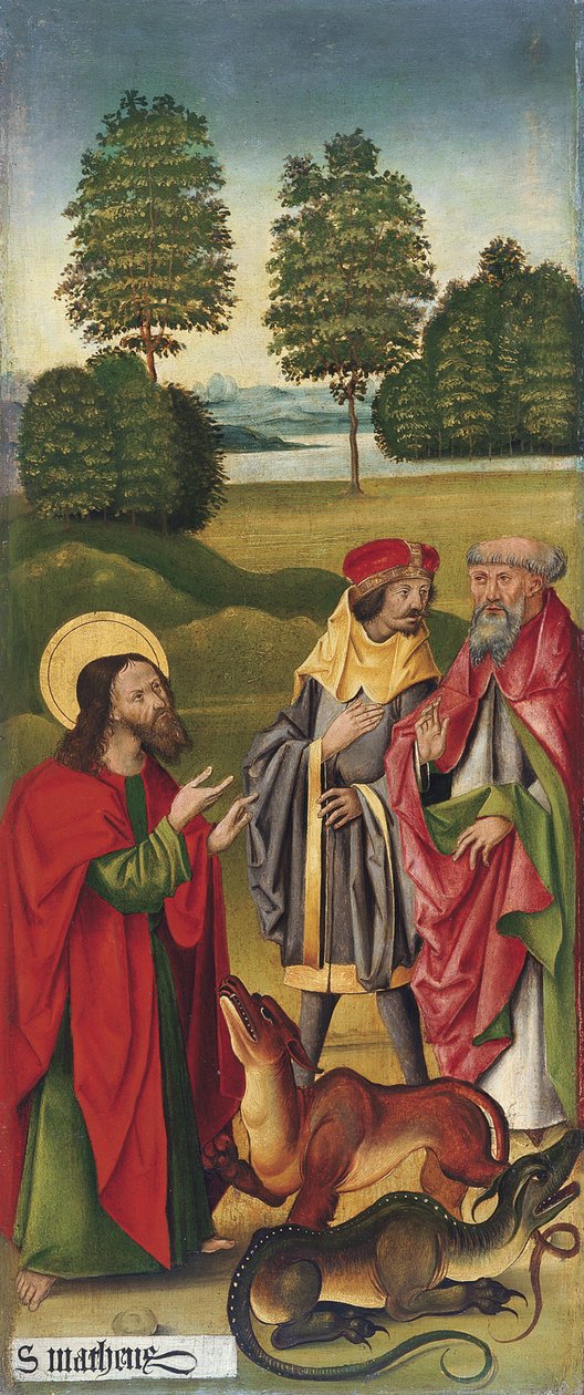Pyhän Matteuksen ihme, joka kesyttää lohikäärmeet, 1478 tekijältä Gabriel Mälesskircher