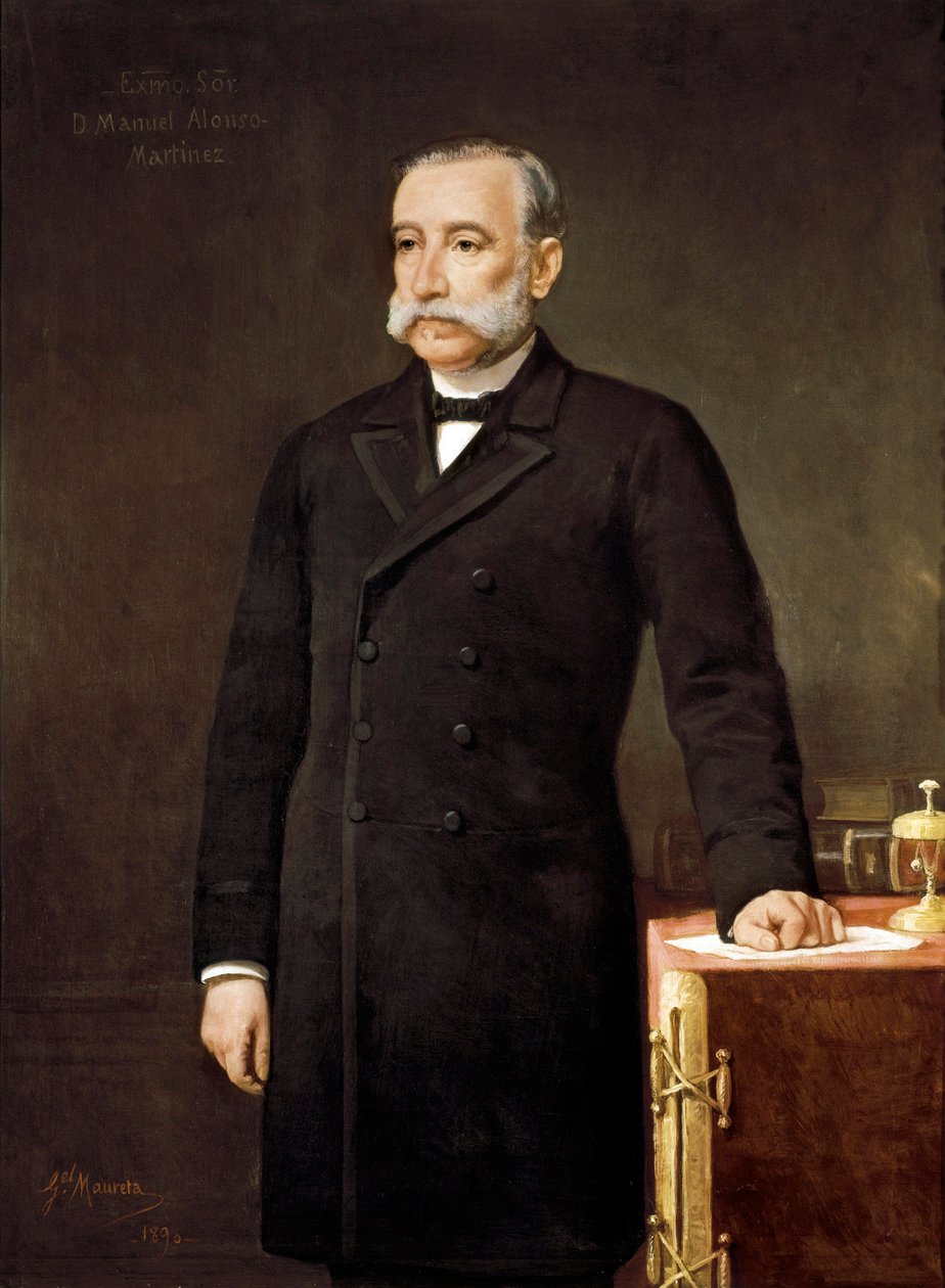 Manuel ALONSO MARTINEZin (1827-1891) muotokuva, espanjalainen lakimies ja Madridin liberaalipuolueen poliitikko, edustajakokous.   Gabriel Mauretan maalaus (1800-luku). tekijältä Gabriel Maureta Aracil