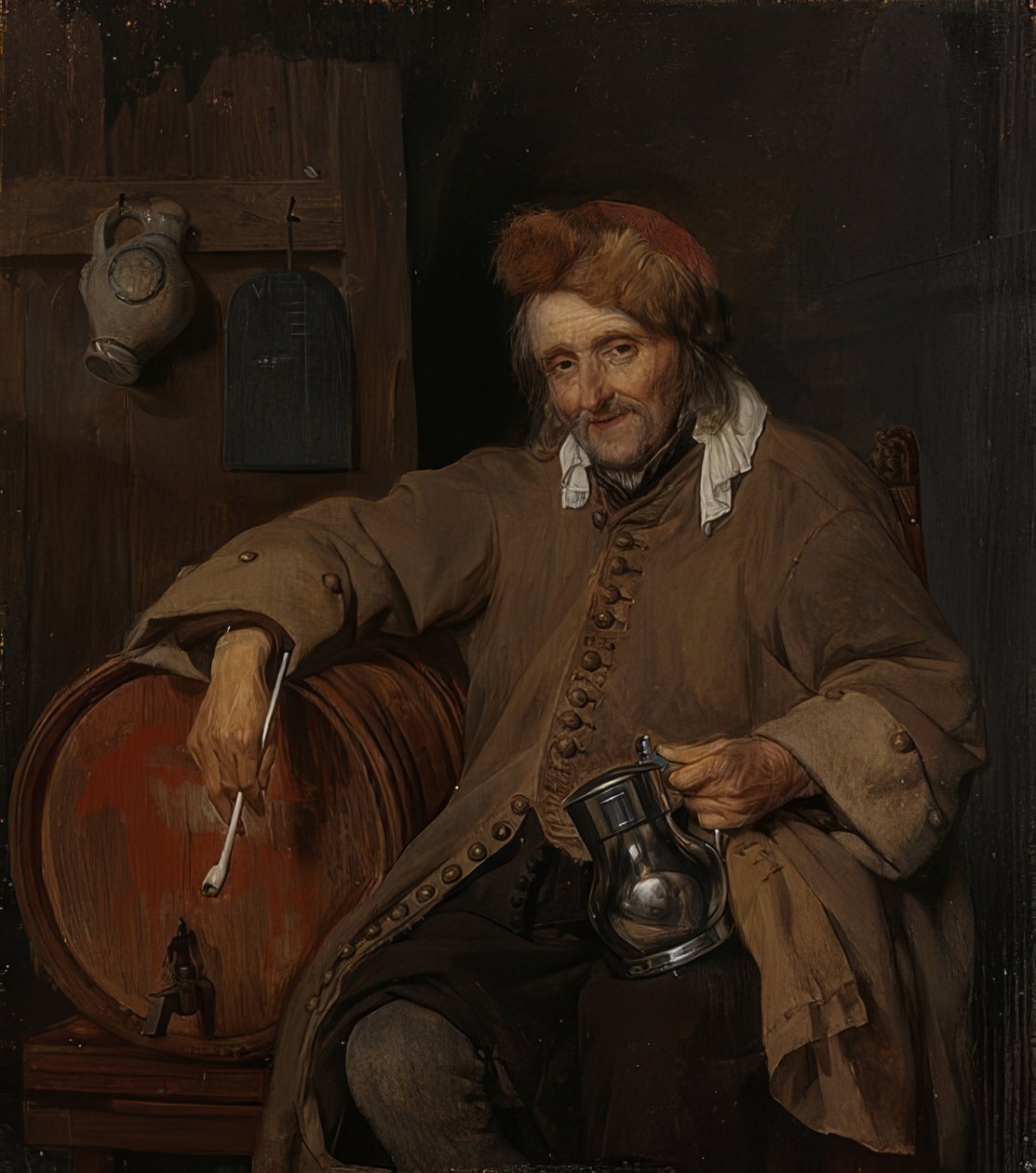 Vanha juomari. Noin 1661-63 tekijältä Gabriel Metsu
