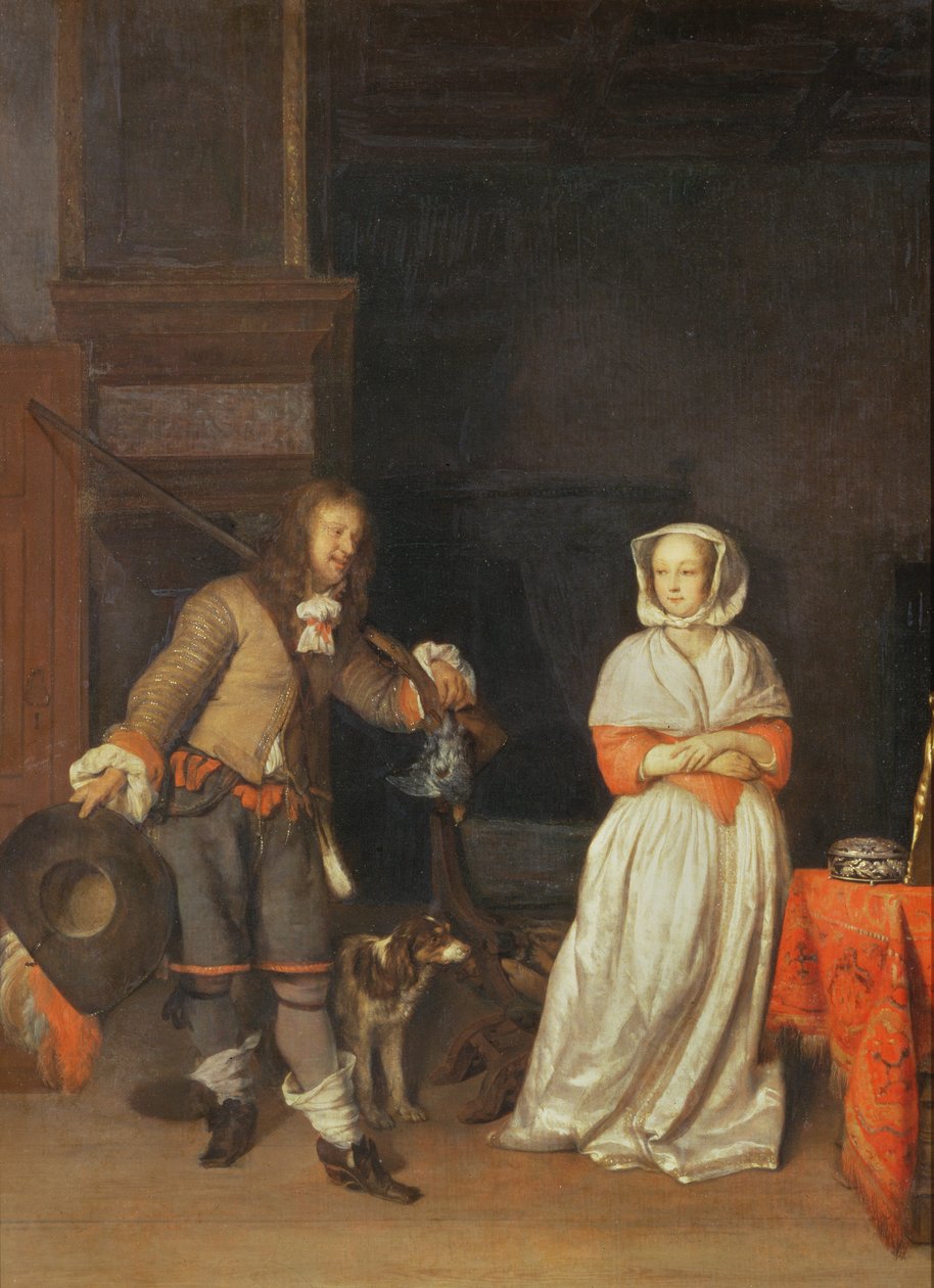 Metsästäjä ja nainen, 1660-65 tekijältä Gabriel Metsu